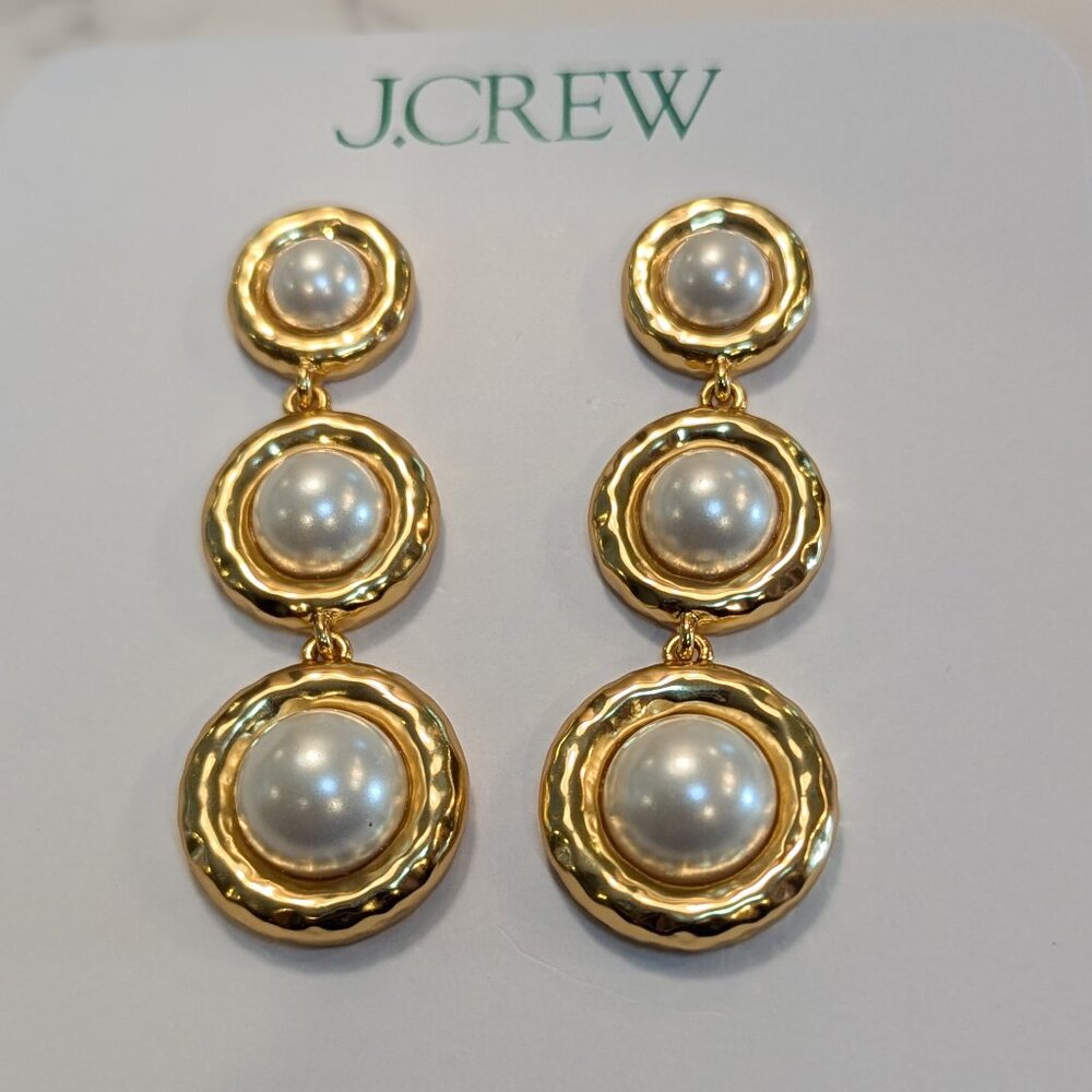 J.Crew Inset Pearl Tiered Earrings - Picture 2 of 7